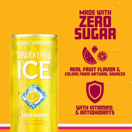 Sparkling Ice® Zero Sugar Classic Lemonade Sparkling Water Mini Cans Perspective: left