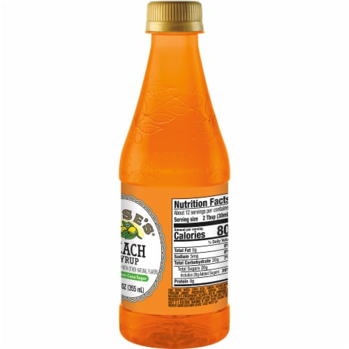 Rose's Peach Simple Syrup Bottle Perspective: left