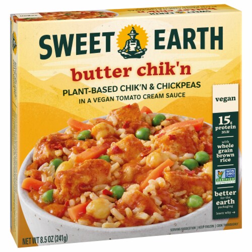 Sweet Earth Vegan Butter Chik'n Bowl Frozen Meal Perspective: left