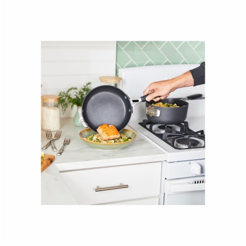 Calphalon Select Dishwasher-Safe Hard-Anondized Nonstick Saucier with Cover Perspective: left