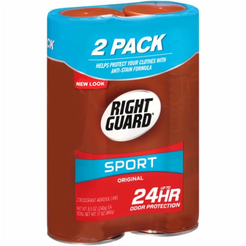 Right Guard Sport Original Deodorant Aerosol Cans Twin Pack Perspective: left