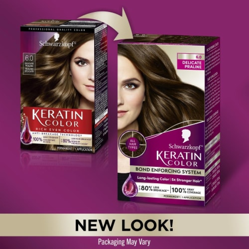 Schwarzkopf Keratin Color 6.0 Delicate Praline Permanent Hair Color Kit Perspective: left