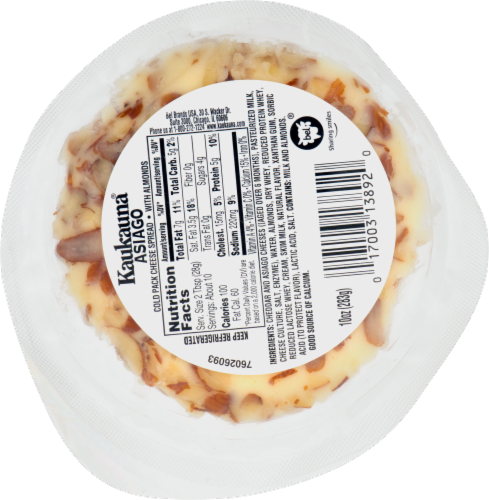 Kaukauna Asiago Spreadable Cheese with Almonds Perspective: left