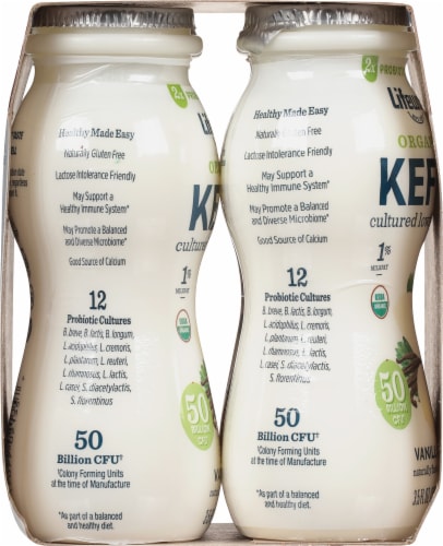 Lifeway Vanilla Organic Probiotic Low Fat Kefir Drinks Perspective: left