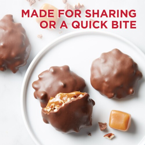 PANGBURN'S OF TEXAS Millionaires Milk Chocolate Covered Pecans and Honey Caramel Jumbo Gift Box Perspective: left