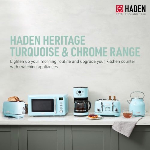 Haden Heritage 4-Slice Wide Slot Toaster -Turquoise Perspective: left
