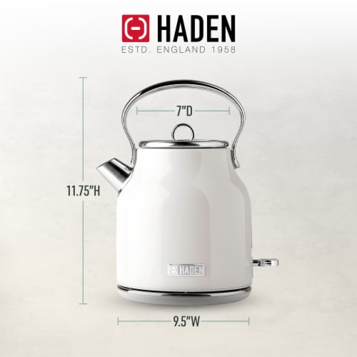 Haden Heritage Stainless Steel Cordless Electric Kettle - Ivory White Perspective: left