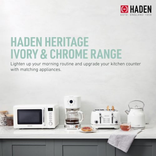 Haden Heritage 4-Slice Wide Slot Toaster - Ivory White Perspective: left
