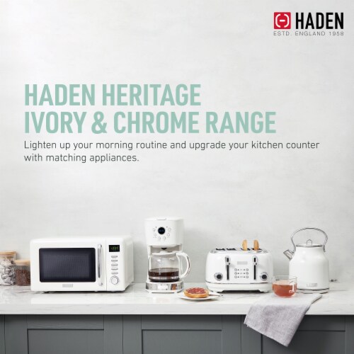 Haden Heritage 4-Slice Wide Slot Toaster - Ivory White Perspective: left