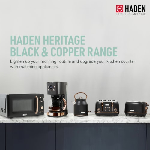 Haden Heritage 4-Slice Wide Slot Toaster ,Black/Copper