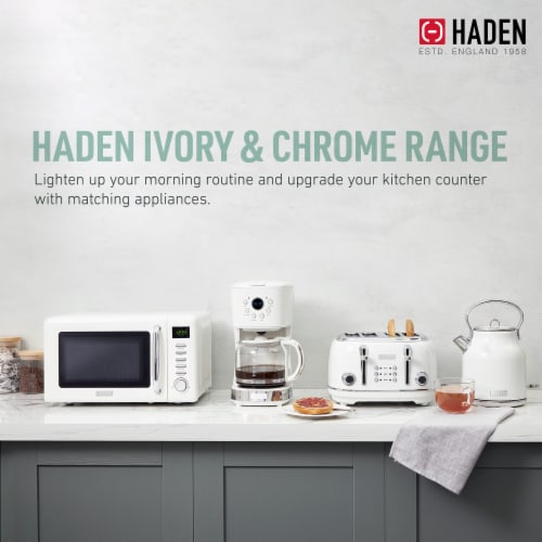 Haden Heritage 700-Watt Microwave - Ivory White Perspective: left