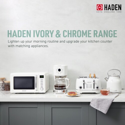 Haden Heritage 700-Watt Microwave - Ivory White Perspective: left