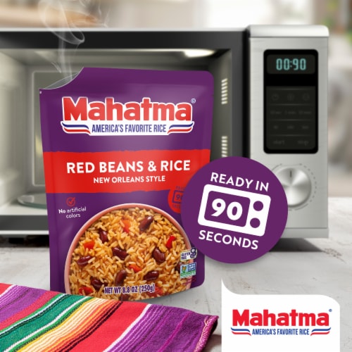 Mahatma Red Beans & Rice, Ready to Heat 90 Seconds, 8.8oz (250g) Perspective: left