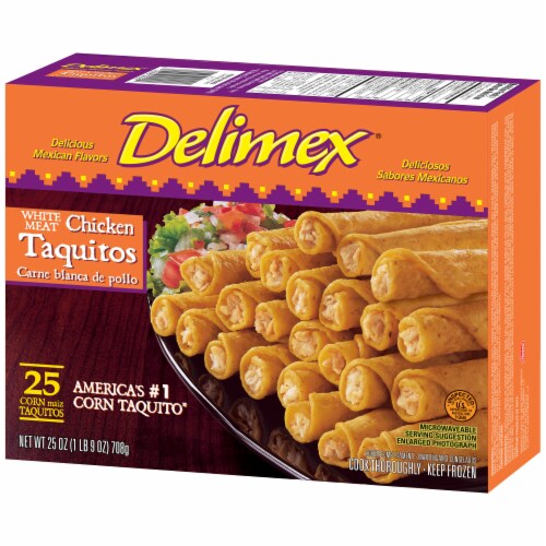 Delimex White Meat Chicken Taquitos Frozen Appetizers 25 Count Perspective: left