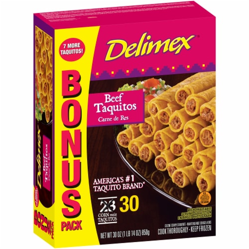 Delimex Beef Taquito Bonus Pack Frozen Appetizers 30 Count Perspective: left