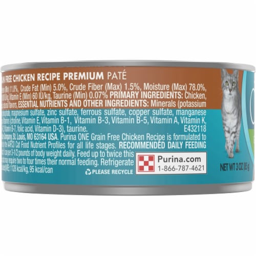 Purina ONE Natural Chicken Recipe Grain Free Pate Wet Cat Food Perspective: left