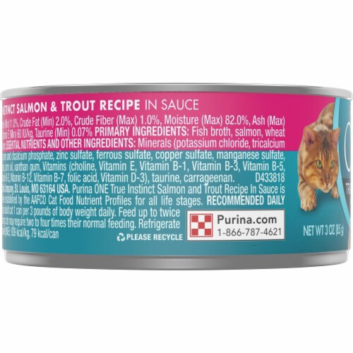Purina ONE True Instinct Salmon & Trout Recipe in Sauce Natural High Protein Wet Cat Food Perspective: left