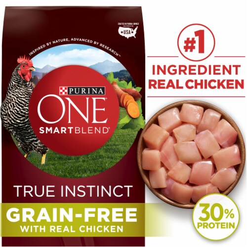 Purina ONE SmartBlend True Instinct Grain Free with Real Chicken Natural Dry Adult Dog Food Perspective: left