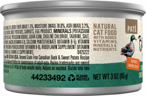 Beyond Grain Free Duck & Sweet Potato Recipe Pate Wet Cat Food Perspective: left