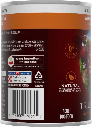 Purina ONE SmartBlend True Instinct Turkey & Game Bird Tender Cuts in Gravy Wet Dog Food Perspective: left