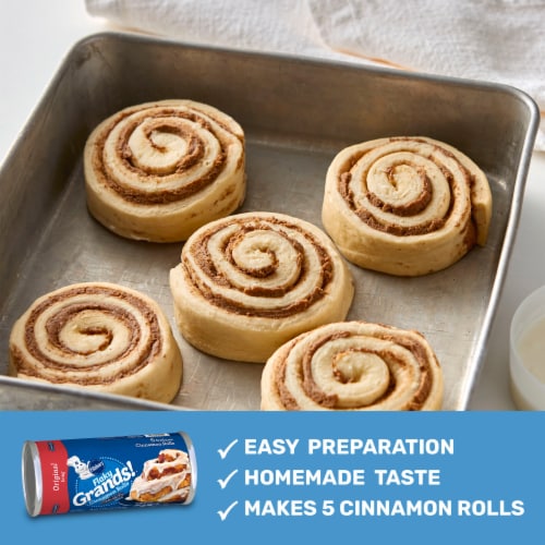 Pillsbury Flaky Grands Cinnamon Rolls with Cinnabon Cinnamon and Original Icing Perspective: left