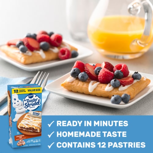 Pillsbury Cinnamon Roll Toaster Strudel Frozen Pastries Value Size Perspective: left