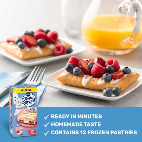 Pillsbury Cream Cheese & Strawberry Toaster Strudel Frozen Pastries Perspective: left