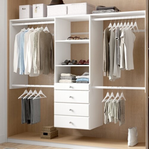 Easy Track Deluxe Tower Closet Storage Organizer with Shelves and