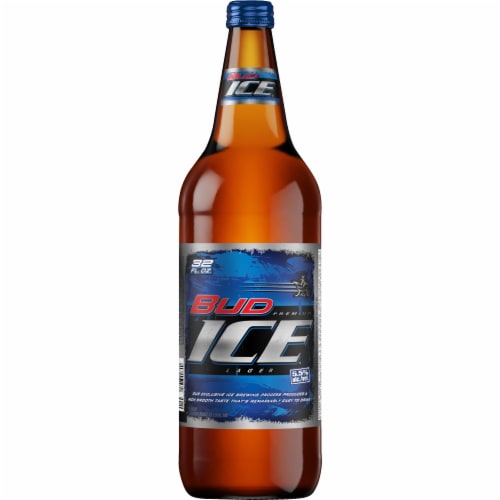 Bud Ice Beer Single Bottle Perspective: left