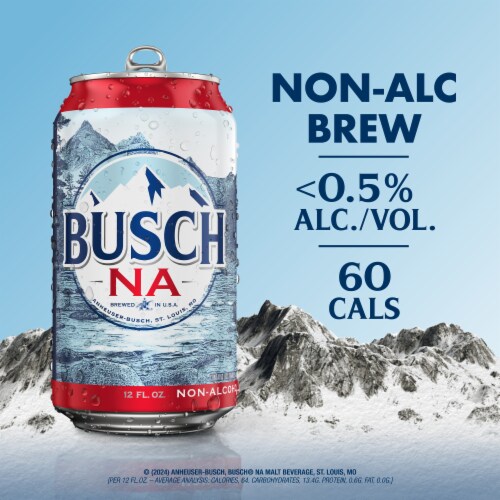 Busch NA Non Alcoholic Lager Beer Cans Perspective: left