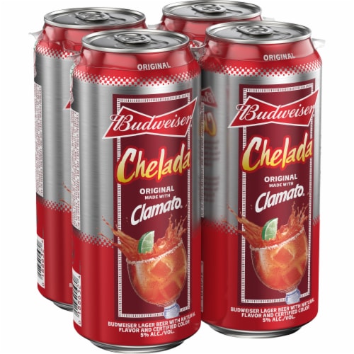 Budweiser and Clamato Chelada Beer Perspective: left
