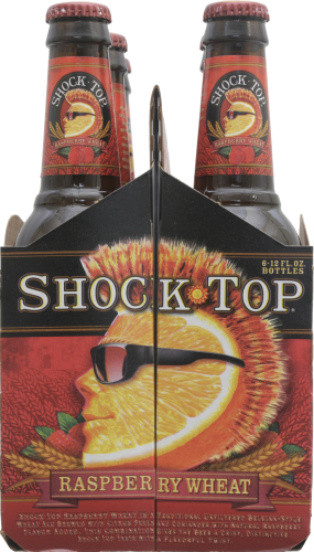 Shock Top Raspberry Wheat Belgian White Ale Perspective: left