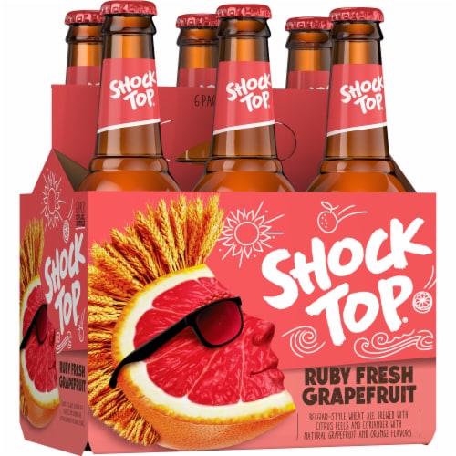 Shock Top Ruby Fresh Grapefruit Belgian-Style Wheat Ale Perspective: left