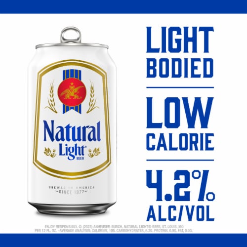 Natural Light American Light Lager Beer Perspective: left