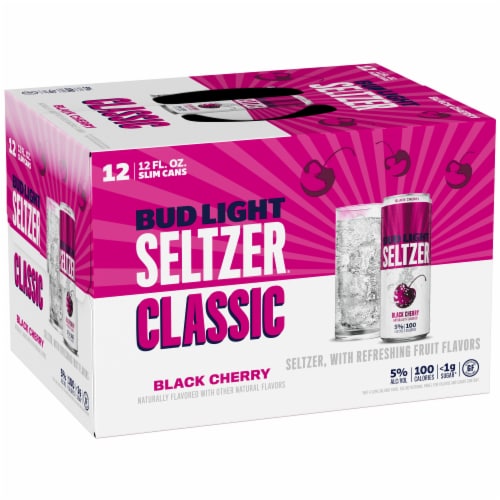 Bud Light Hard Seltzer Black Cherry, Gluten Free, Slim Cans Perspective: left