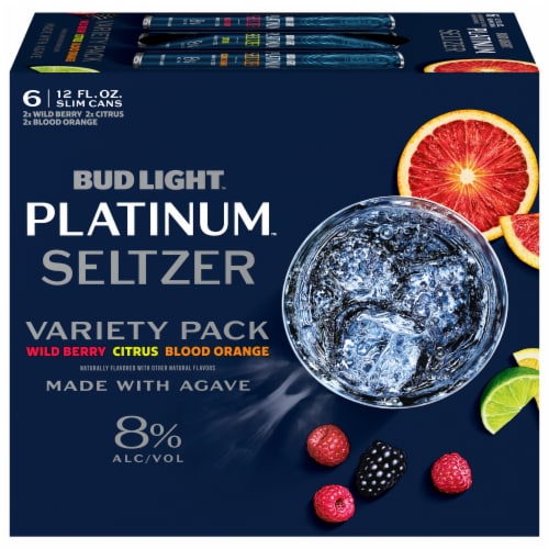 Bud Light Platinum Wild Berry/Citrus/Blood Orange Seltzer Variety Pack Perspective: left