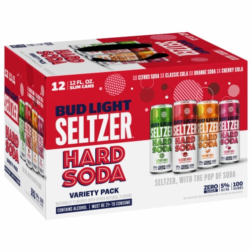 Bud Light Hard Seltzer Citrus & Cola & Orange & Cherry Cola Hard Soda Variety Pack Gluten Free Perspective: left