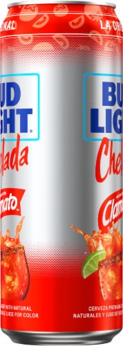 Bud Light Chelada Made With Clamato Beer Can Perspective: left