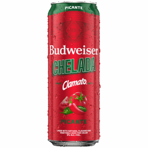 Budweiser Chelada Picante Beer Single Can Perspective: left