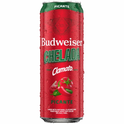 Budweiser Chelada Picante Beer Single Can Perspective: left