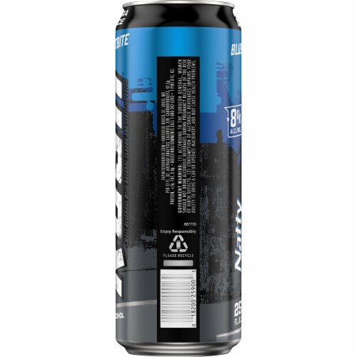Natty Rush Blue Frostbite Malt Beverage Perspective: left