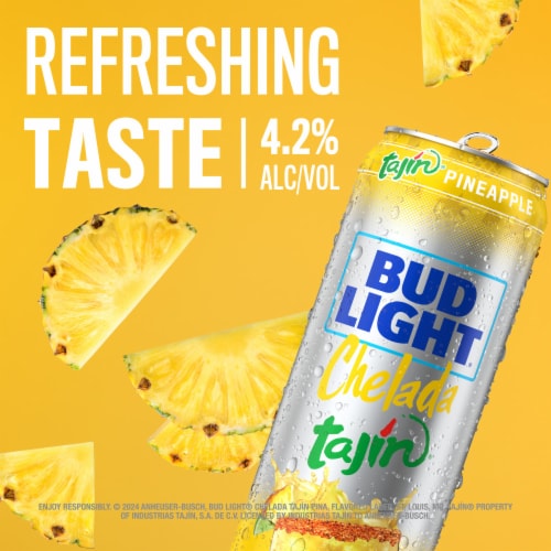Bud Light Chelada Tajin Pina, Pineapple Beer Perspective: left