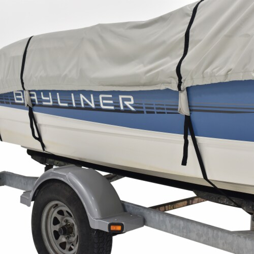Budge Sportsman 600 Denier Center Console Flat Front / Skiff / Deck Boat Cover - Gray Perspective: left