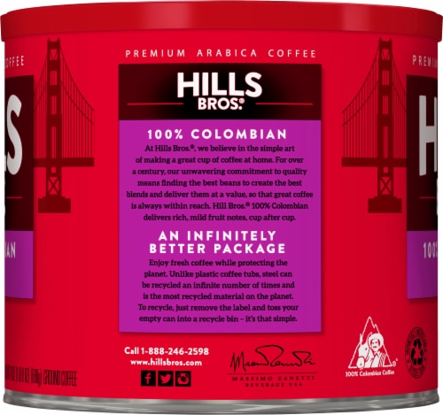 Hills Bros.® 100% Colombian Medium-Dark Roast Ground Coffee Perspective: left