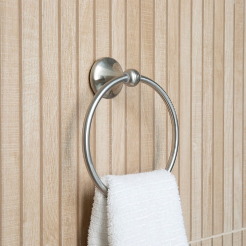 WholesalePlumbing 4-Piece Bathroom Hardware Accessory Set with 24  Towel Bar - Satin Nickel Perspective: left