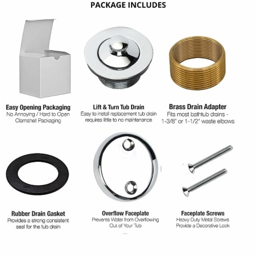 Wholesale Plumbing Supply Tub Drain Conversion Kit, Brushed Nickel - All Brass Construction Perspective: left