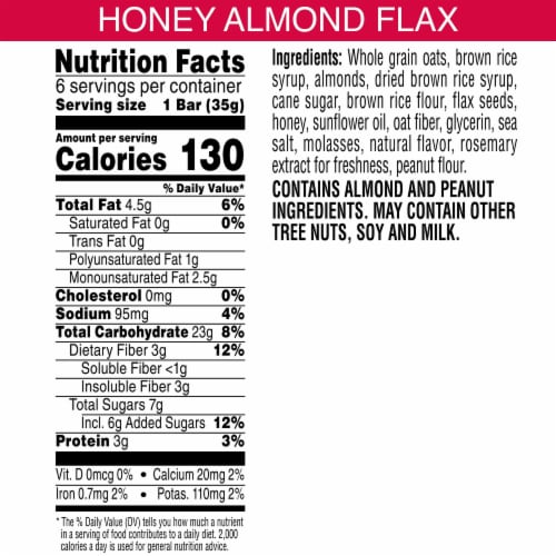 Kashi Honey Almond Flax Chewy Granola Bars Perspective: left