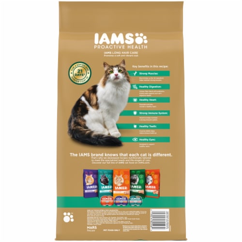 Iams Proactive Health Long Hair Care Chicken & Salmon Adult Dry Cat Food Perspective: left