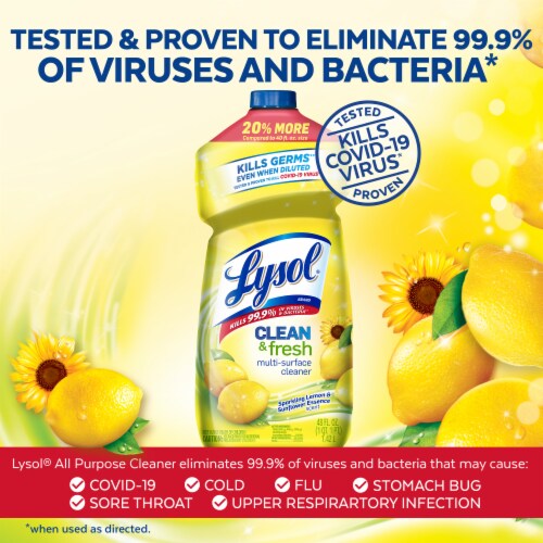 Lysol Clean & Fresh Sparkling Lemon & Sunflower Essence Scent Multi-Surface Cleaner Perspective: left