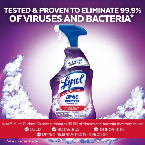 Lysol Mold and Mildew Remover Bathroom Cleaning Spray, Soap Scum and Shine Disinfectant, 32 fl oz Perspective: left